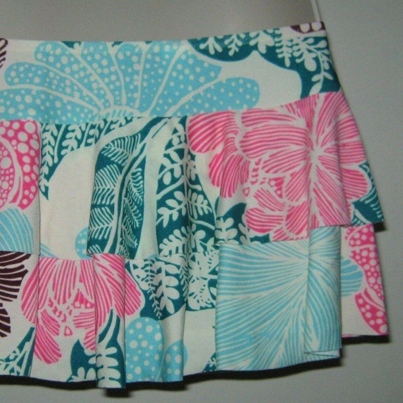 Vintage Floral Short Mini 2-tiered Skirt Cover-Up - Picture 2 of 4